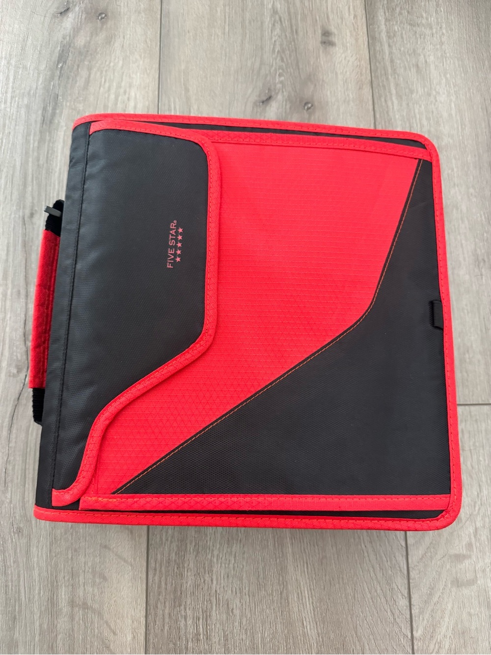 Five Star Red & Black Two Inch Zipper Binder With Handle